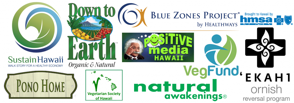 Logos of all sponsors of event VegFest Oahu vegan festival