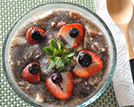 chia seed breakfast pudding with fruit on top