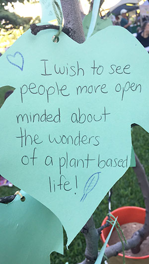 Blessing Tree leaf: "I wish to see people more open-minded about the wonders of a plant-based life!"