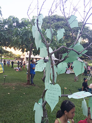 Blessing Tree with paper leaves with written aspirations