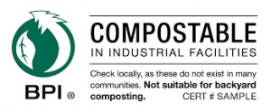 Compostable in Industrial Facilities label
